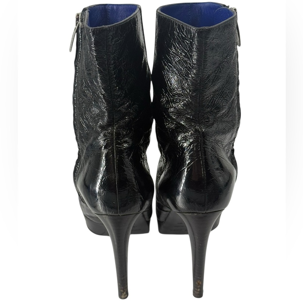 Sergio Rossi Black Textured Leather Platform Stiletto Designer Boots, 36 - Picture 8 of 16